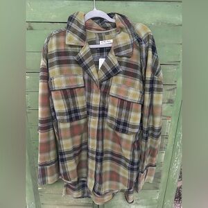 We The Free dark green flannel plaid shirt xl NWT